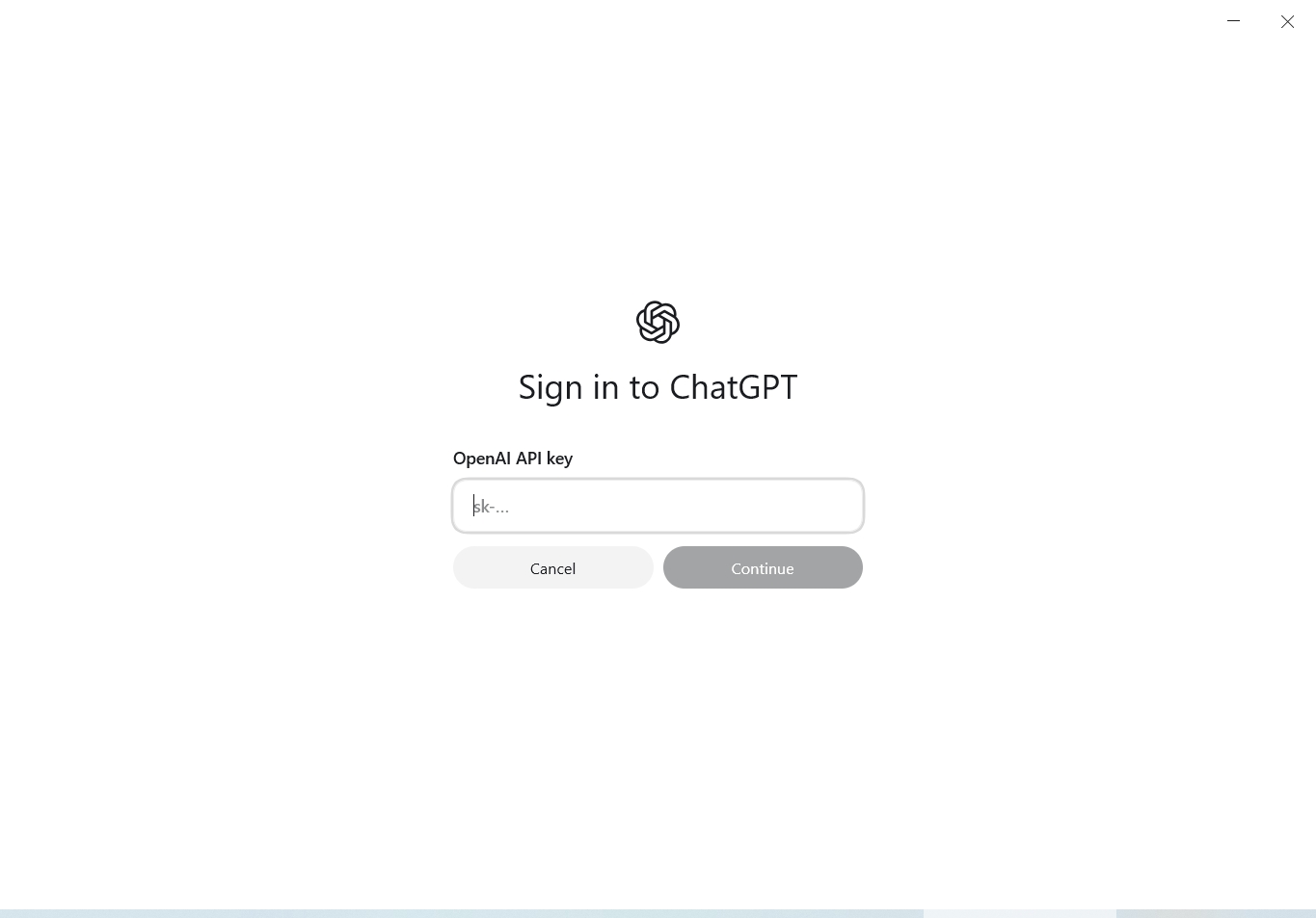 ChatGPT 的 OpenAI API key 输入框